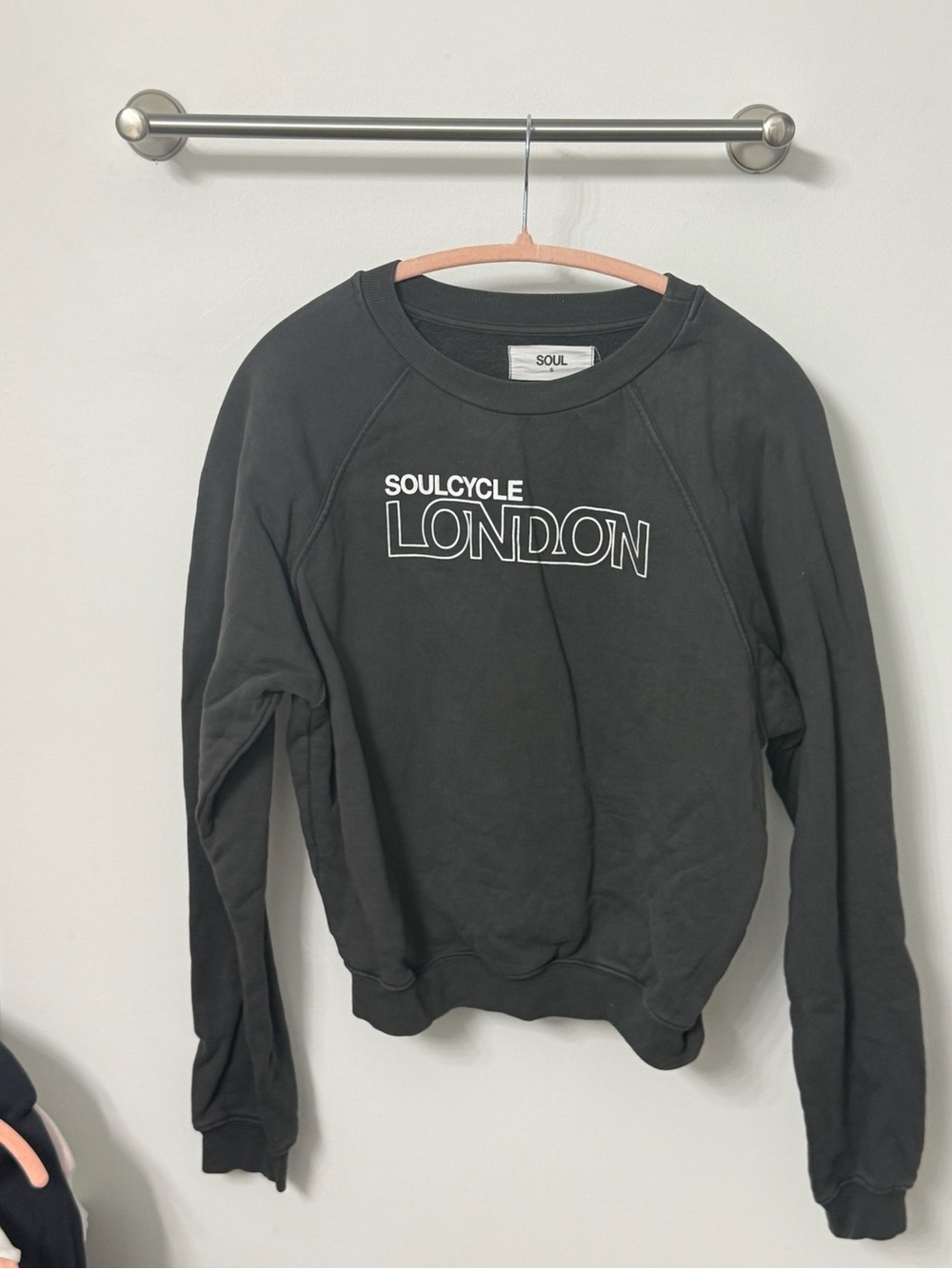soulcycle Black Crewneck Sweatshirt with White "LONDON" Logo